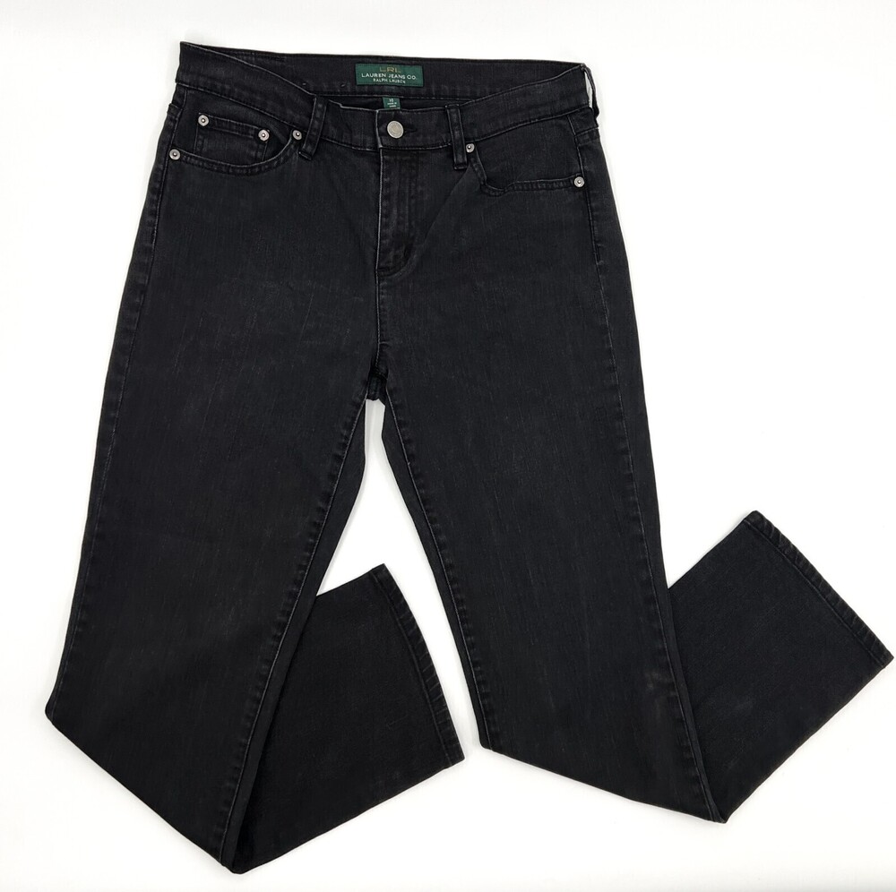 Raph Lauren Jeans LRL Womens 10 Black Straight Leg Mid Rise Classic Straight